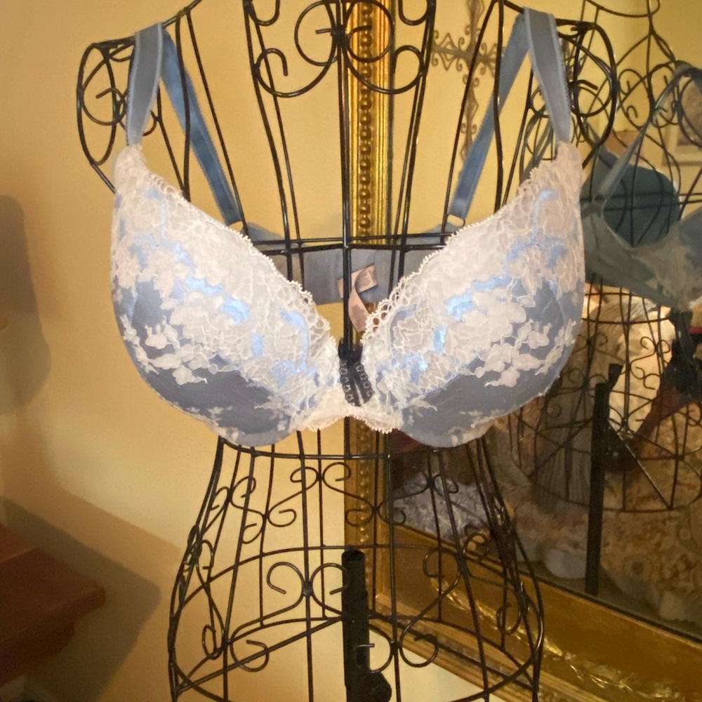 Elegant Blue and White Lace Bra Victoria Secret